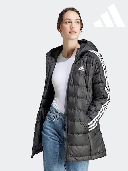 adidas Black Terrex Essentials 3-Stripes Light Down Hooded Parka (D35208) | €79