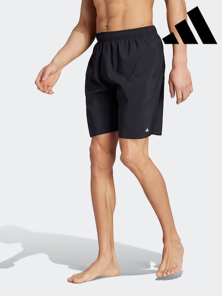 adidas Black Solid CLX Classic-Length Swim Shorts (D35346) | OMR14 - OMR16
