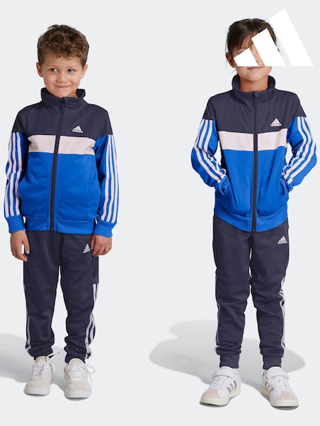 adidas Blue Kids Sportswear Tiberio 3-Stripes Colorblock Shiny Tracksuit (D35369) | €46