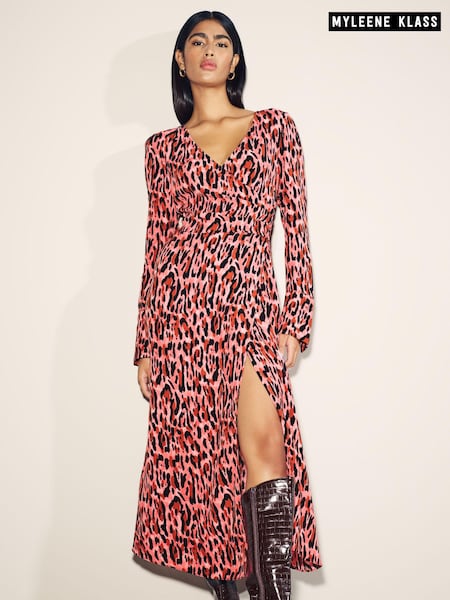 Myleene Klass Pink Animal Print Wrap Dress (D35774) | €37