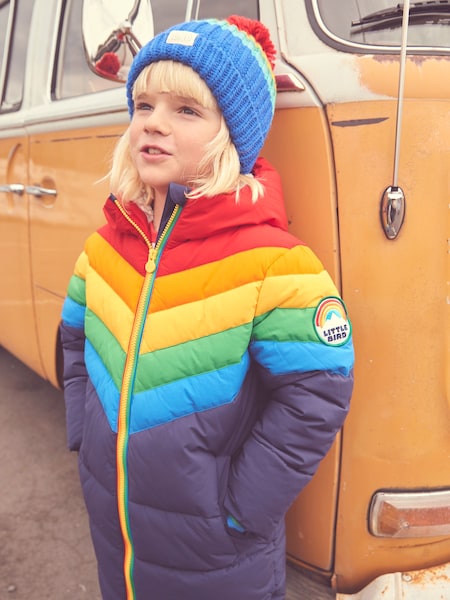 Little Bird by Jools Oliver Shower Resistant Rainbow Longline Padded Coat (D35994) | 47 € - 50 €