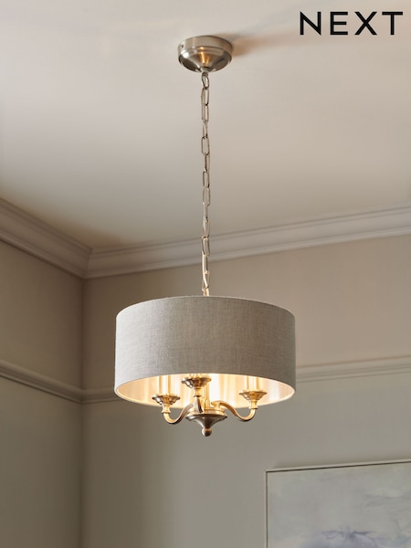 Brushed Chrome Burford 3 Light Chandelier Light (D36218) | €92