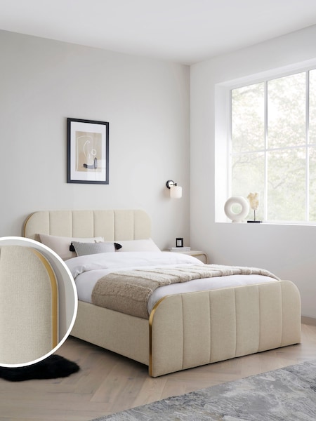 Tweedy Plain Light Natural Mia Upholstered Ottoman Storage Bed Frame (D36220) | €875 - €1,000