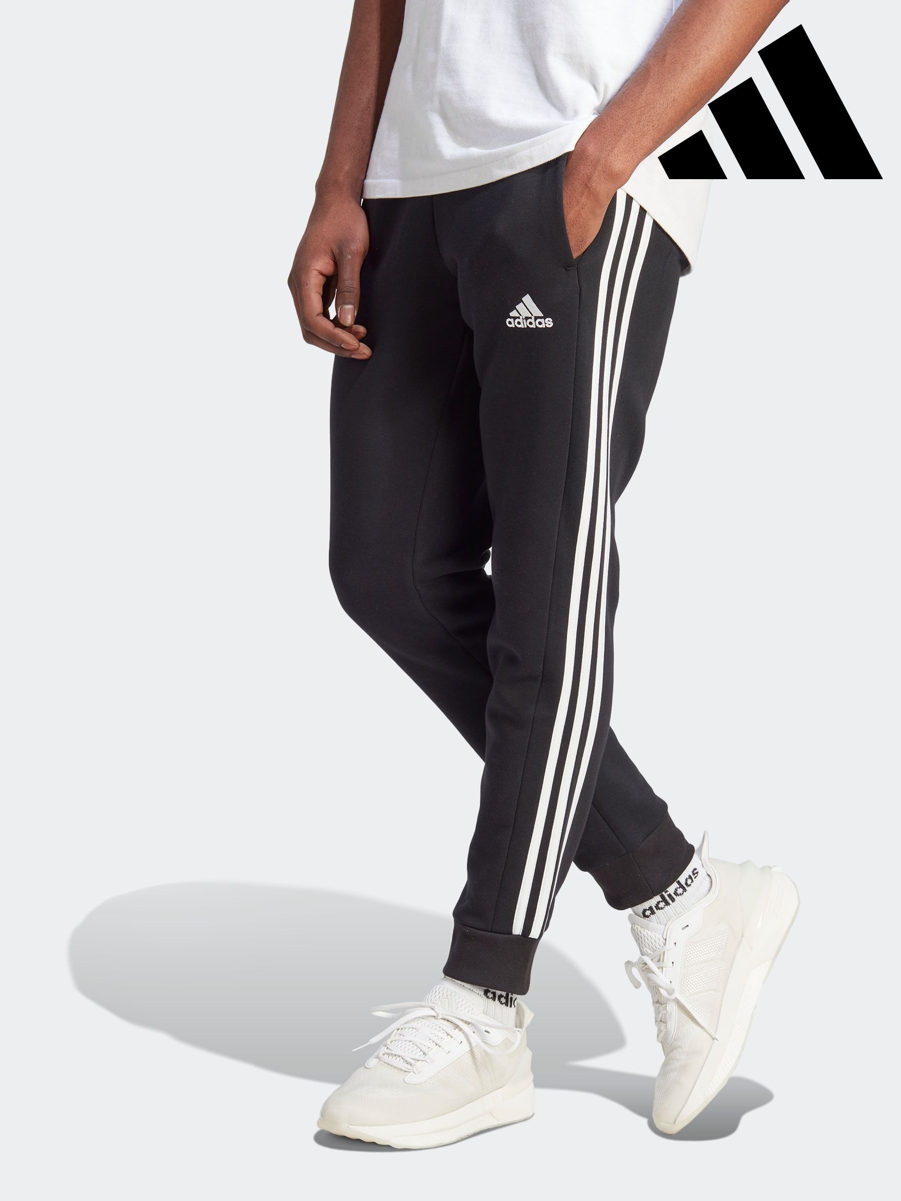 Mens black joggers with white stripe 2025