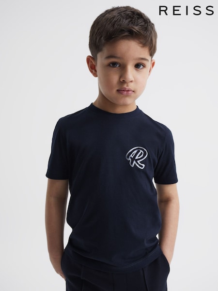 Reiss Navy Jude 3-9 yrs Cotton Crew Neck T-Shirt (D36412) | AED86