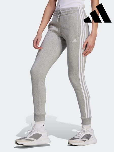 adidas Grey Essentials 3 Stripe Fleece Joggers (D36691) | €24
