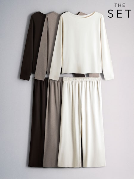Dark Brown/Brown/Light Beige - The Set 3 Pack Essentials Long Sleeve Pyjamas