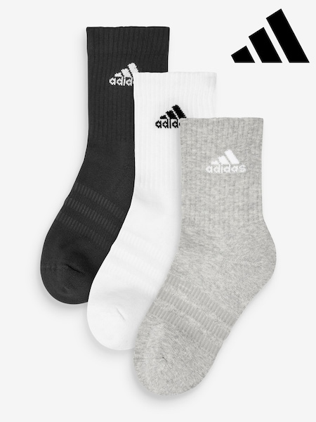 Harmaa - Adidas Cushioned Crew Socks 3 Pack (D36750) | €19