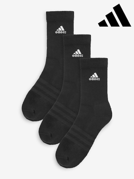 adidas Black Cushioned Crew Socks 3 Pack (D36751) | AED49