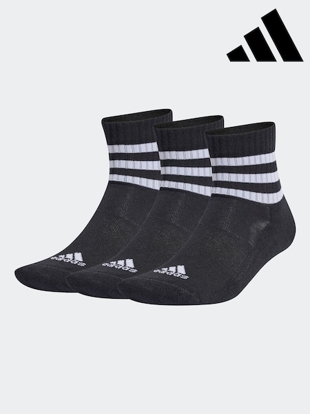 adidas Black 3-Stripes Cushioned Sportswear Mid Cut Socks 3 Pairs (D36774) | R$ 120
