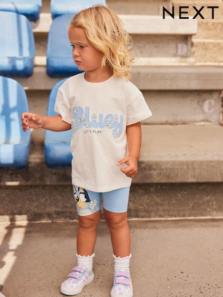 Blue Bluey 100% Cotton Short Sleeve T-Shirt and Cycle Shorts Set (3mths-7yrs) (D37201) | €12 - €16