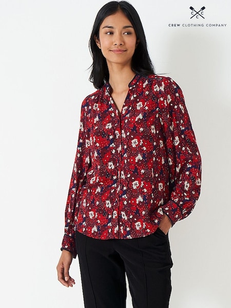 Crew Clothing Company Red Wine Floral Print Blouse (D37237) | €31