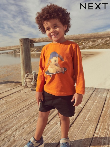 Oranžna s kužkom na rolki - Long Sleeve Character T-Shirt (3mths-7yrs) (D37309) | € 7 - € 9