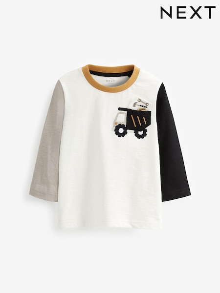 Črno-bela tovornjak - 100% Cotton Long Sleeve Pocket T-Shirt (3mths-7yrs) (D37323) | € 6 - € 8