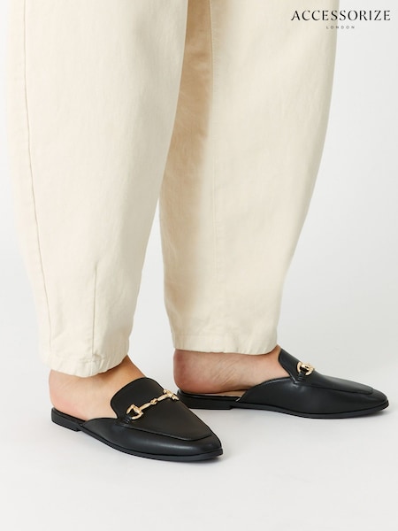 Accessorize Black Backless Metal Bar Loafers (D37441) | €36