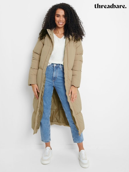 Threadbare Beige Longline Hooded Padded Coat (D38214) | €42
