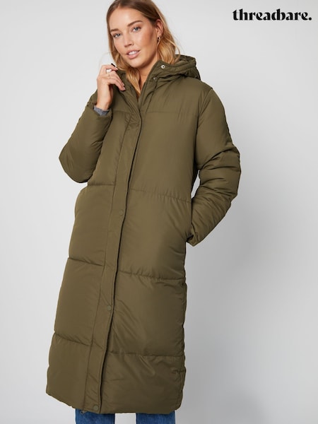 Threadbare Green Longline Hooded Padded Coat (D38236) | €71