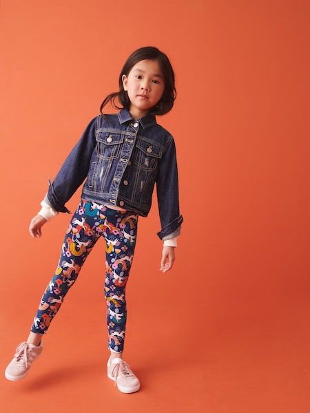 Marineblau/Rosa Regenbogen-Einhorn - Printed Leggings (3-16yrs) (D38248) | 4 € - 9 €