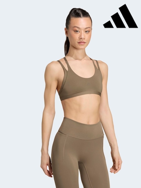Cream - Adidas Optime Workout Strappy Light Support Bra