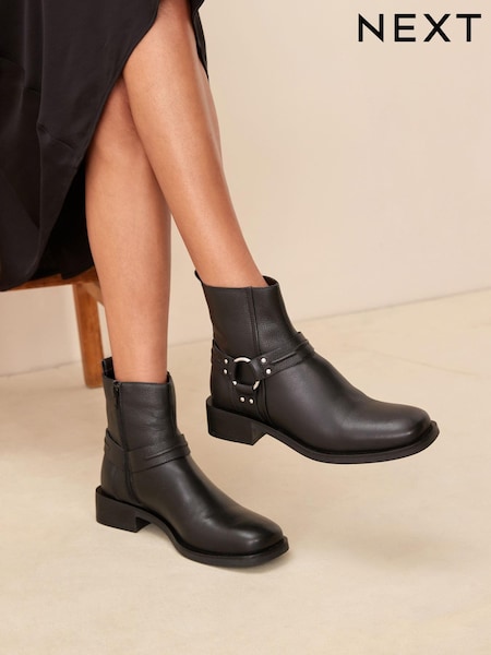 Black Forever Comfort® Gaucho Biker Ankle Boots (D38607) | €14