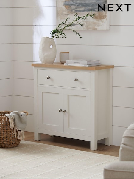 Cream Malvern Oak Effect Small Slim Sideboard (D39225) | €275