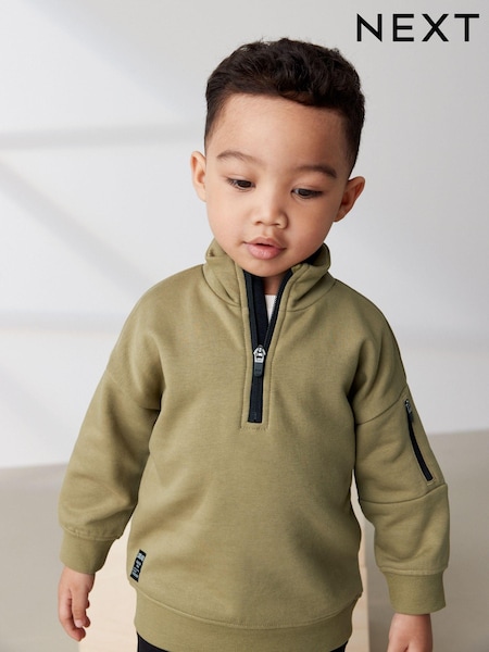 Khaki Green/black Funnel Neck Sweatshirt and Jogger Set (3mths-7yrs) (D39319) | €12 - €15