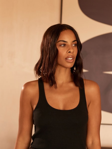 أسود - Scoop Neck Rib Racer Vest (D39349) | ‏21 د.إ.‏