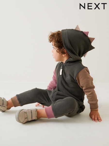 Charcoal Grey Colourblock Dinosaur Spike Jersey All-In-One (3mths-7yrs) (D39635) | €8.50 - €10