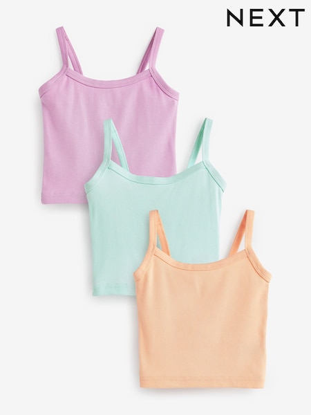 Rosa/Blau/Orange - Crop Rib Camis 3 Pack (5-16yrs) (D39673) | 5 € - 8 €