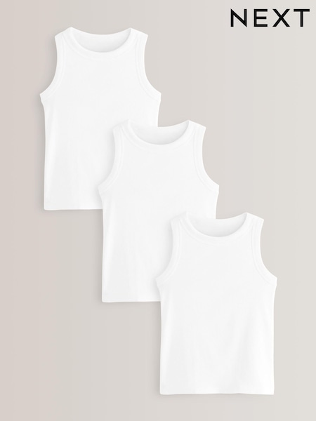 Weiß - Crop Rib Vests 3 Pack (5-16yrs) (D39677) | 9 € - 11 €
