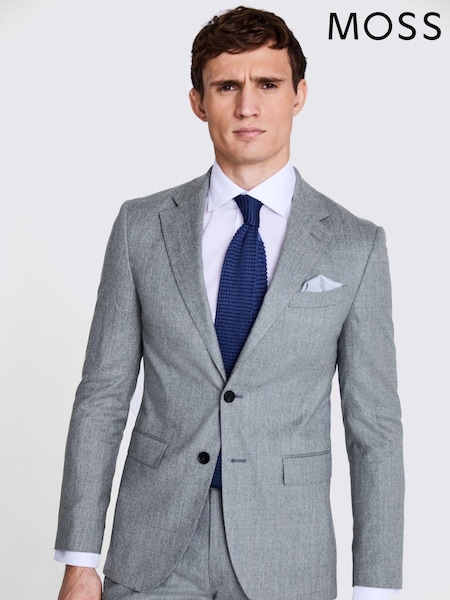 MOSS Grey Slim Fit Flannel Jacket (D39857) | €343