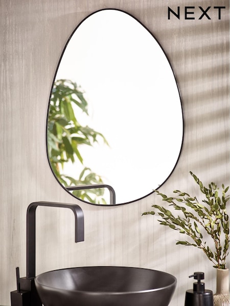 Black Pebble Round Bathroom Wall Mirror (D39925) | €62