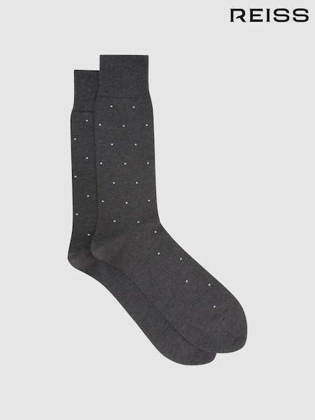 Reiss Charcoal Mario Spot Polka Dot Socks (D39995) | €15