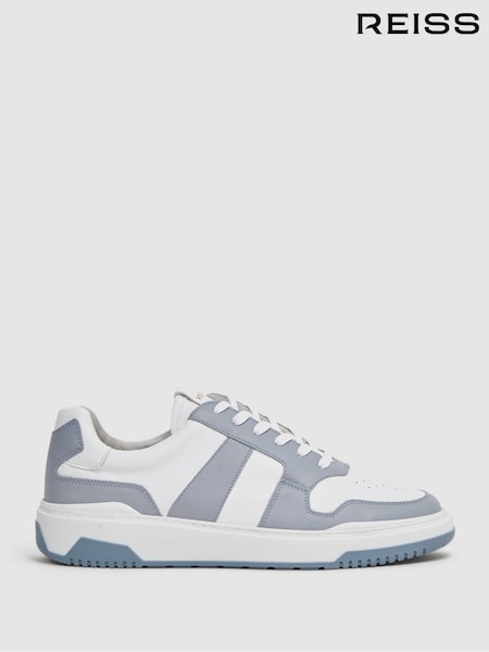 Reiss Airforce Blue Arlo Low Top Leather Trainers (D40001) | $232