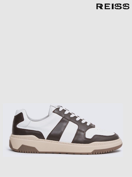 Reiss Brown Arlo Low Top Leather Trainers (D40003) | AED1,210