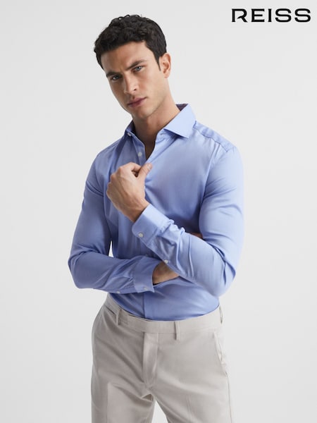 Reiss Mid Blue Remote Slim Fit Cotton Sateen Shirt (D40026) | 585 zł