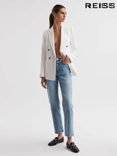 Reiss Light Blue Maisie Cropped Mid Rise Straight Leg Jeans (D40031) | €167