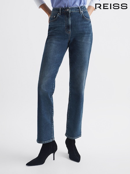 Reiss Mid Blue Phillipa Straight Leg Boyfriend Jeans (D40033) | €190