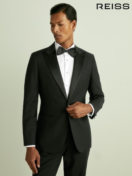 Reiss Black Poker Regular Fit Single Breasted Tuxedo Jacket (D40035) | €499
