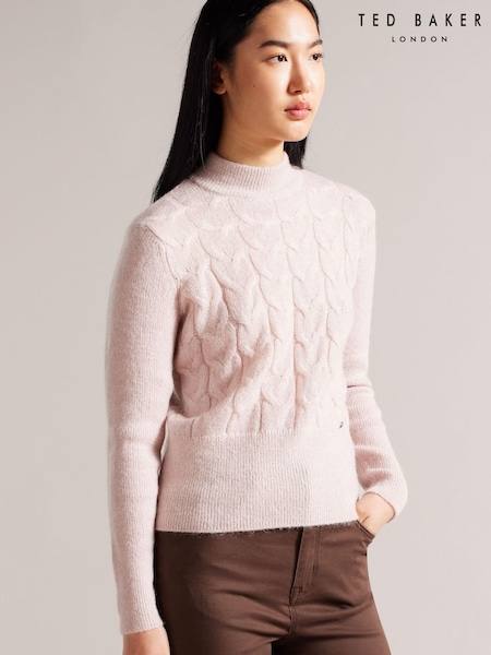 Ted Baker Pink Veolaa Mohair Cable Knit Sweater (D40107) | 90 €