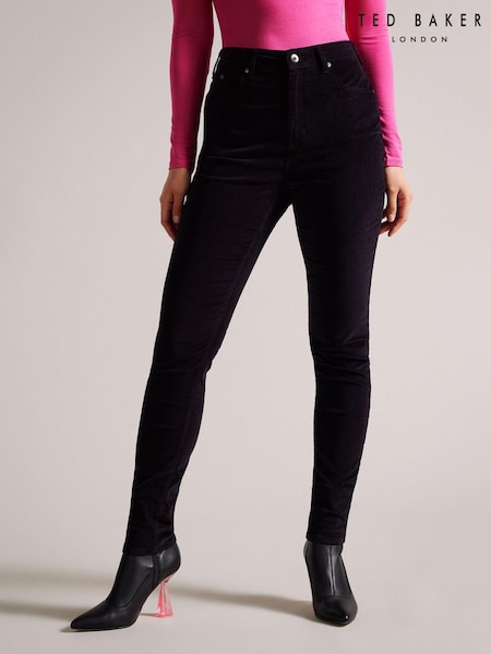 Ted Baker Livviah Velvet Skinny Leg Black Denim Trousers (D40125) | €64