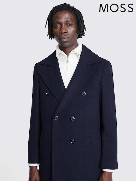 MOSS Blue Peacoat Coat Jacket (D40285) | AED579