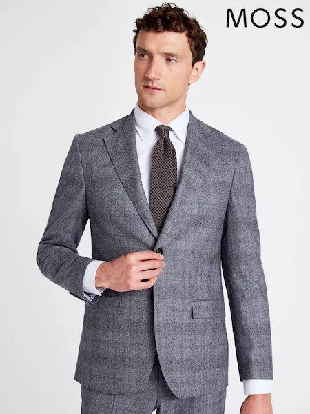 MOSS x Barberis Tailored Fit Grey Check Suit: Jacket (D40317) | €133