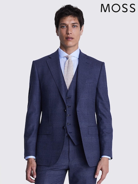 MOSS Blue Tailored Fit Check Jacket (D40325) | €125
