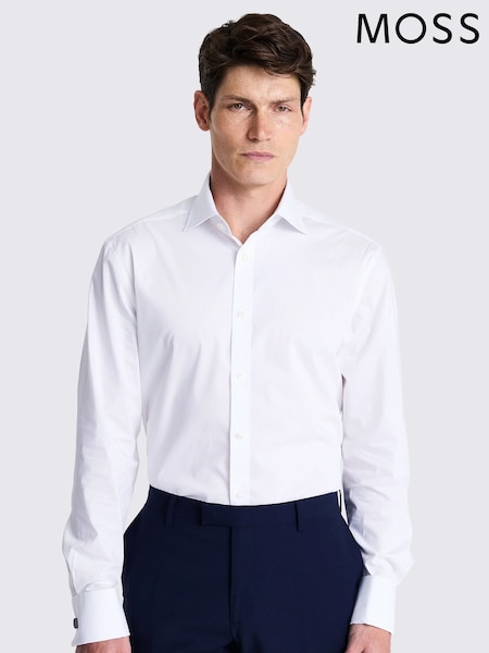 MOSS Off White Tailored Stretch Shirt (D40386) | kr740