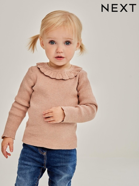 Mocha rjava - Frill Neck Jumper (3mths-7yrs) (D41567) | € 10 - € 12