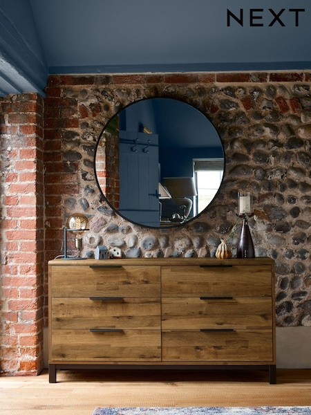 Dark Bronx Oak Effect 6 Drawer Wide Chest of Drawers (D41652) | €550