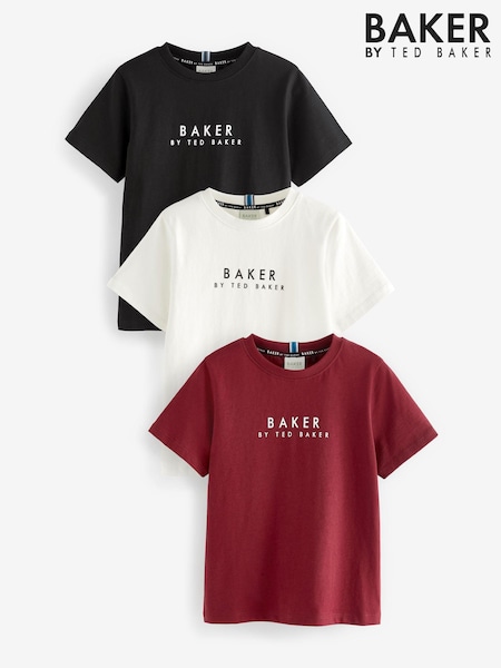 Negro/Rojo/Blanco - Baker by Ted Baker 100% Cotton T-Shirts 3 Pack (D41939) | 42 € - 48 €