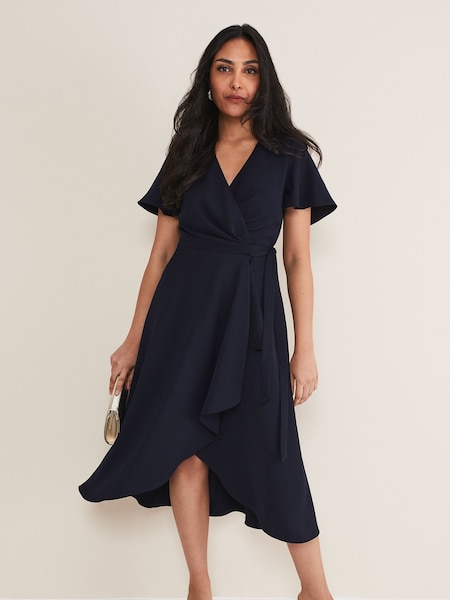 Phase Eight Blue Petite Petite Julissa Frill Wrap Dress (D41951) | OMR70