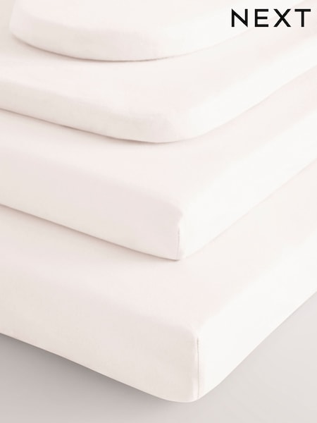 2 Pack Ecru Cream 100% Cotton Jersey Baby Fitted Sheets (D42129) | $24 - $37